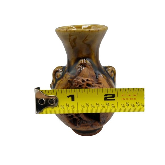 Hand-Carved Japanese Ceramic Vase 3.25 Inches Tall - Picture 6 of 12